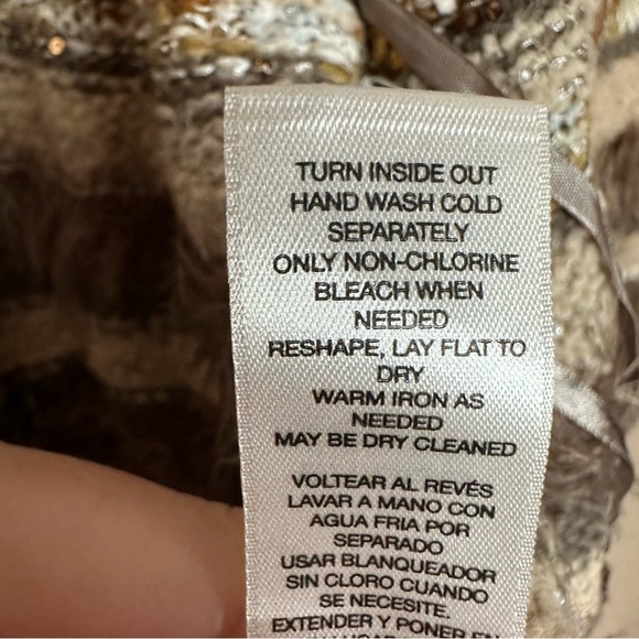 Chicos Women L $129 Embellished Wool Sweater Greta Cardigan Fringe Gold Sequin - Picture 14 of 14